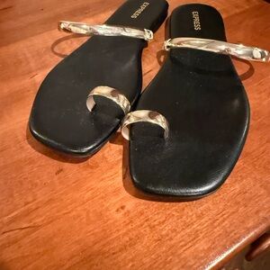 Express Black Sandals with Silver Details